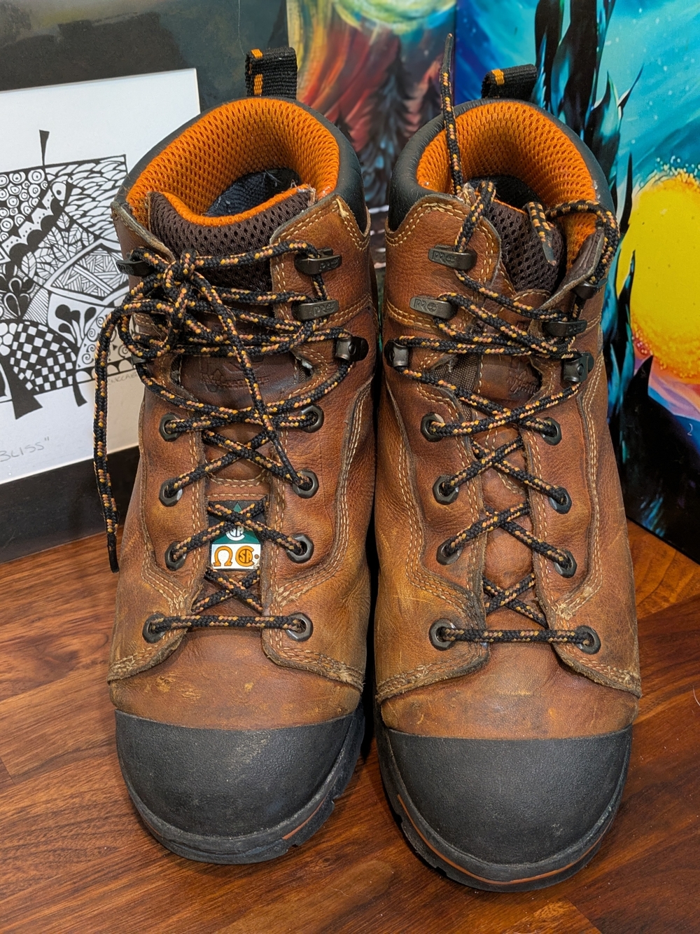 Timberland Pro Men's Brown Leather Work Boots Waterproof 9M